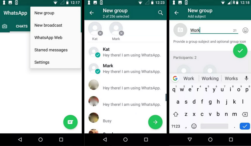 cách tạo nhóm chat whatsapp trên android